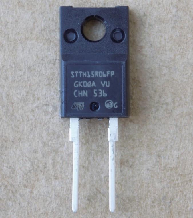 Діод STTH15R06FP 600V/15A/TO220F-2pin для 15ETH06FP/ETH1506FP/MURF1560/SFR15F60F2 (25862)