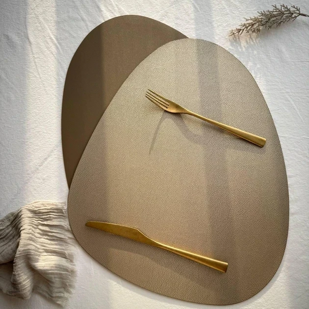 Коврик для сервировки из экокожи капля Золотой (BP078) - фото 4