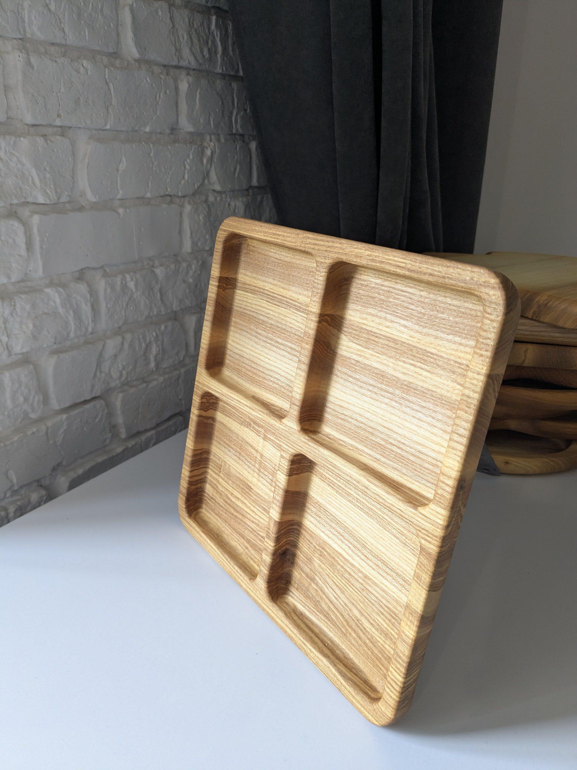 Менажниця квадратна дерев’яна з ясеня 4 квадратні секції (SP-003) - фото 3 Менажниця квадратна дерев’яна з ясеня 4 квадратні секції (SP-003) - фото 3