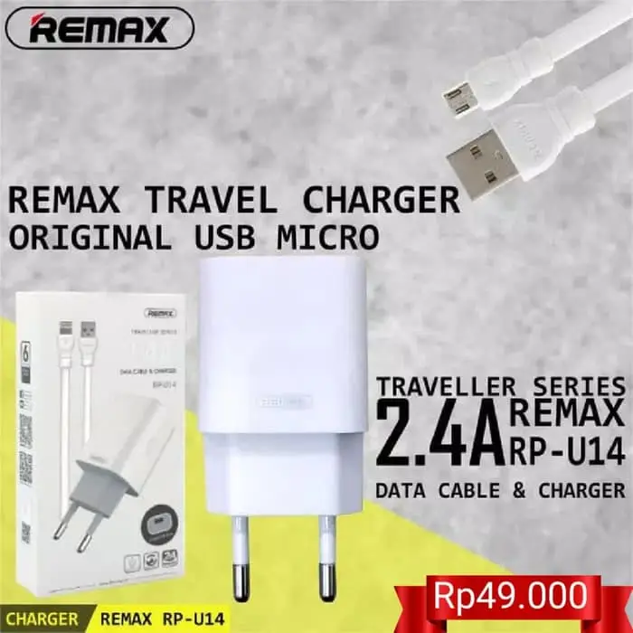 Зарядное устройство для сети Remax RP-U14m Traveller 2,4 A 1 USB кабель microUSB 220 V EU Белый (6954851289418) - фото 3