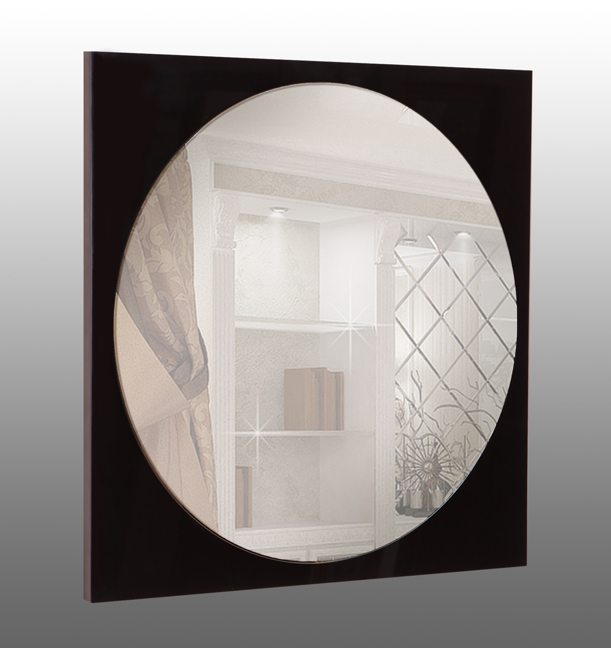 Зеркало настенное на основе крашеного стекла Art-Com 600х600 мм Черный (Z7)