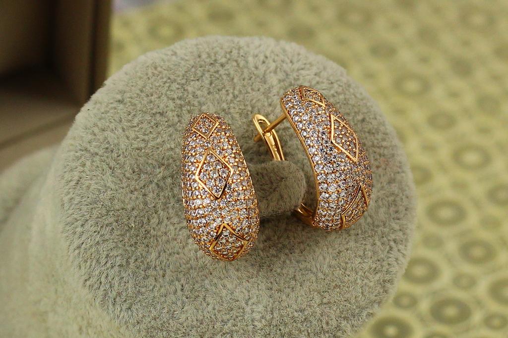 Серьги Xuping Jewelry Сиэтл с ромбами 2,2 см Золотистый (26286449)