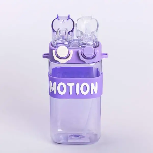 Пляшка для води з трубочкою спортивна пластикова для тренувань 550 мл Фіолетовий (6781) - фото 2