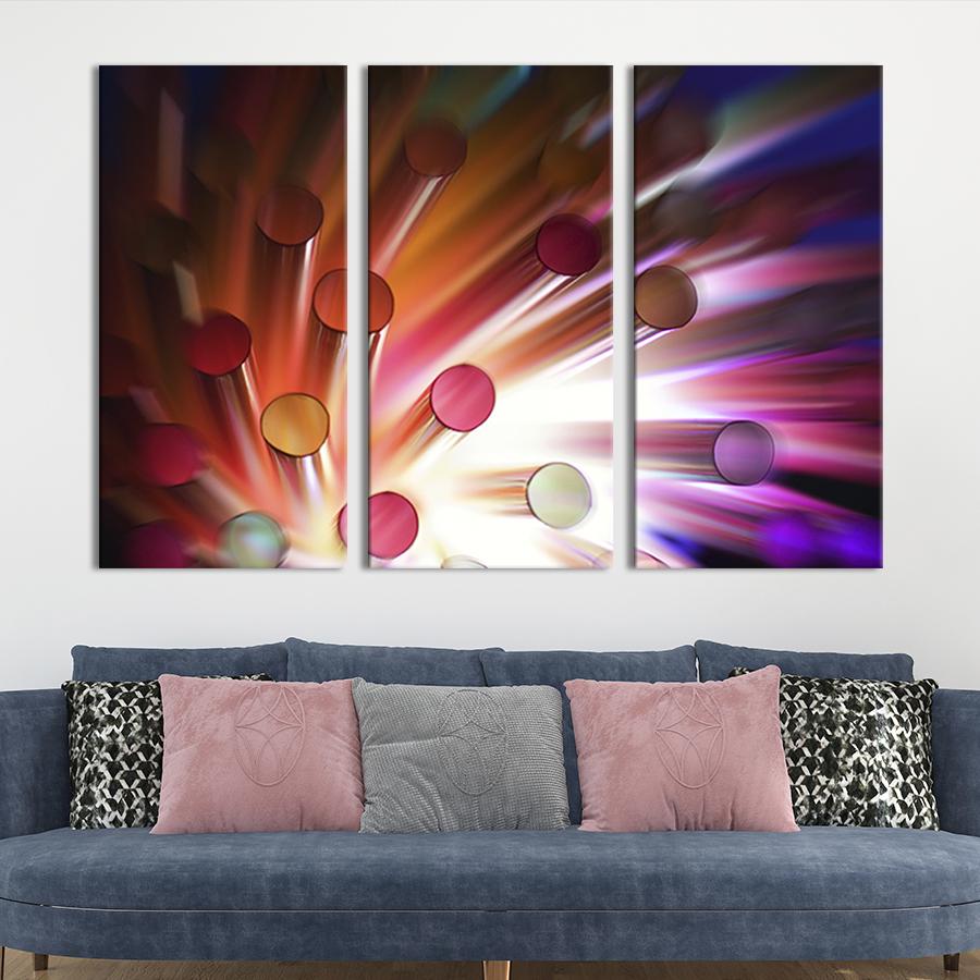 Модульная картина триптих Абстракция сияющие цилиндры 78x48 см (2-31)