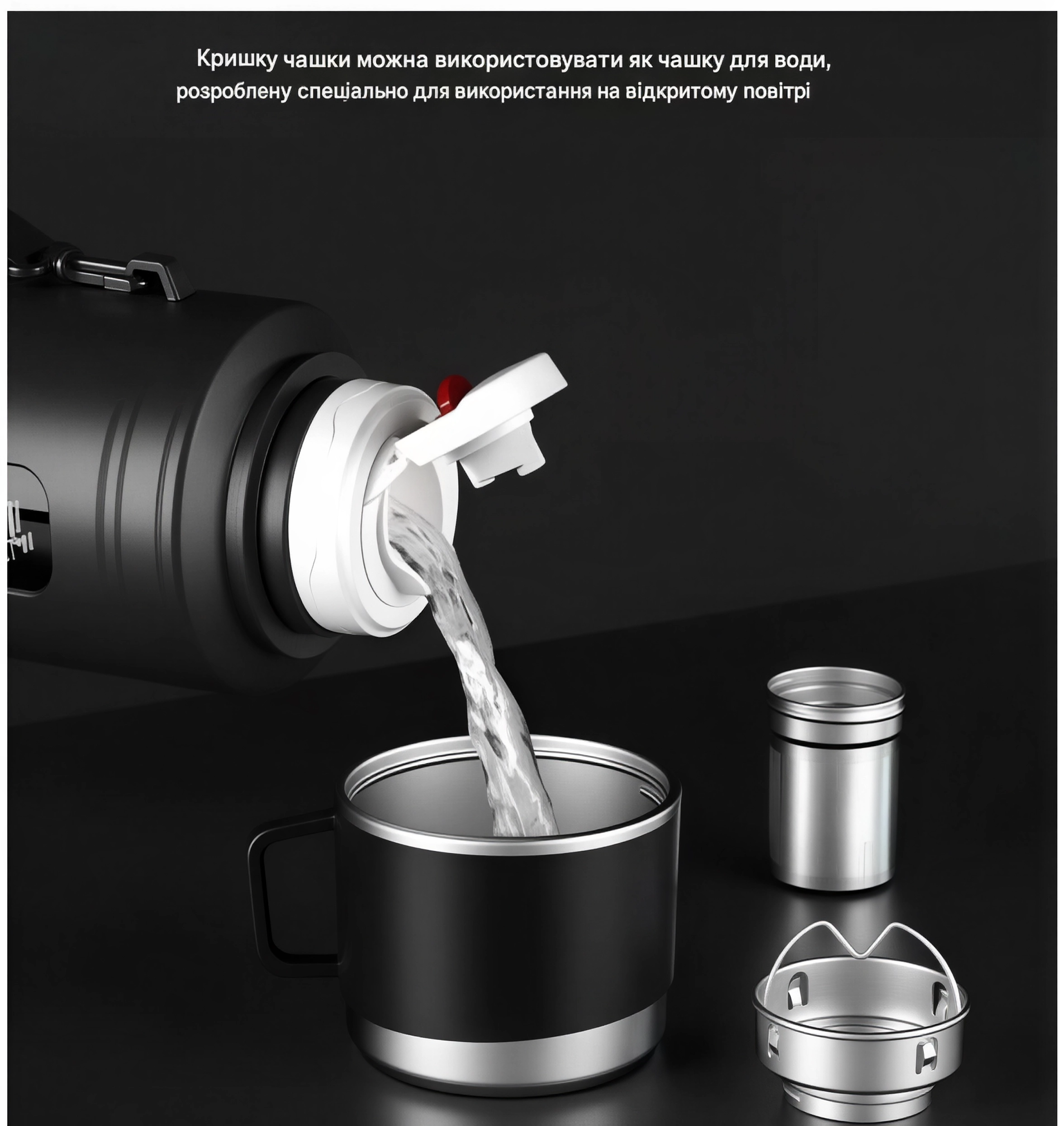 Термос с двойными стенками BPA free прозрачное окно 1000 мл Черный (2843677204) - фото 4 Термос с двойными стенками BPA free прозрачное окно 1000 мл Черный (2843677204) - фото 4