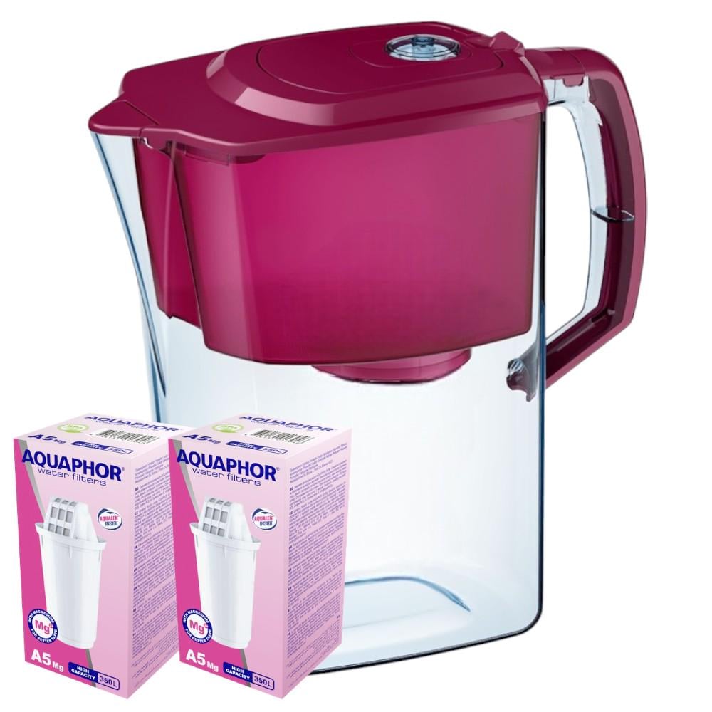 Фильтр-кувшин Аквафор Атлант с двумя модулями А5Mg Вишневый
