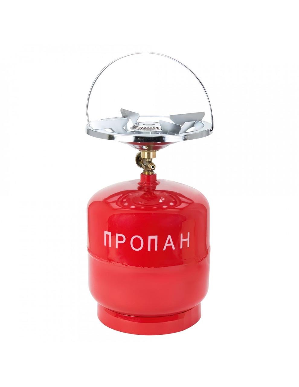 Кемпинговый газовый баллон Турист на 8 л с горелкой красный