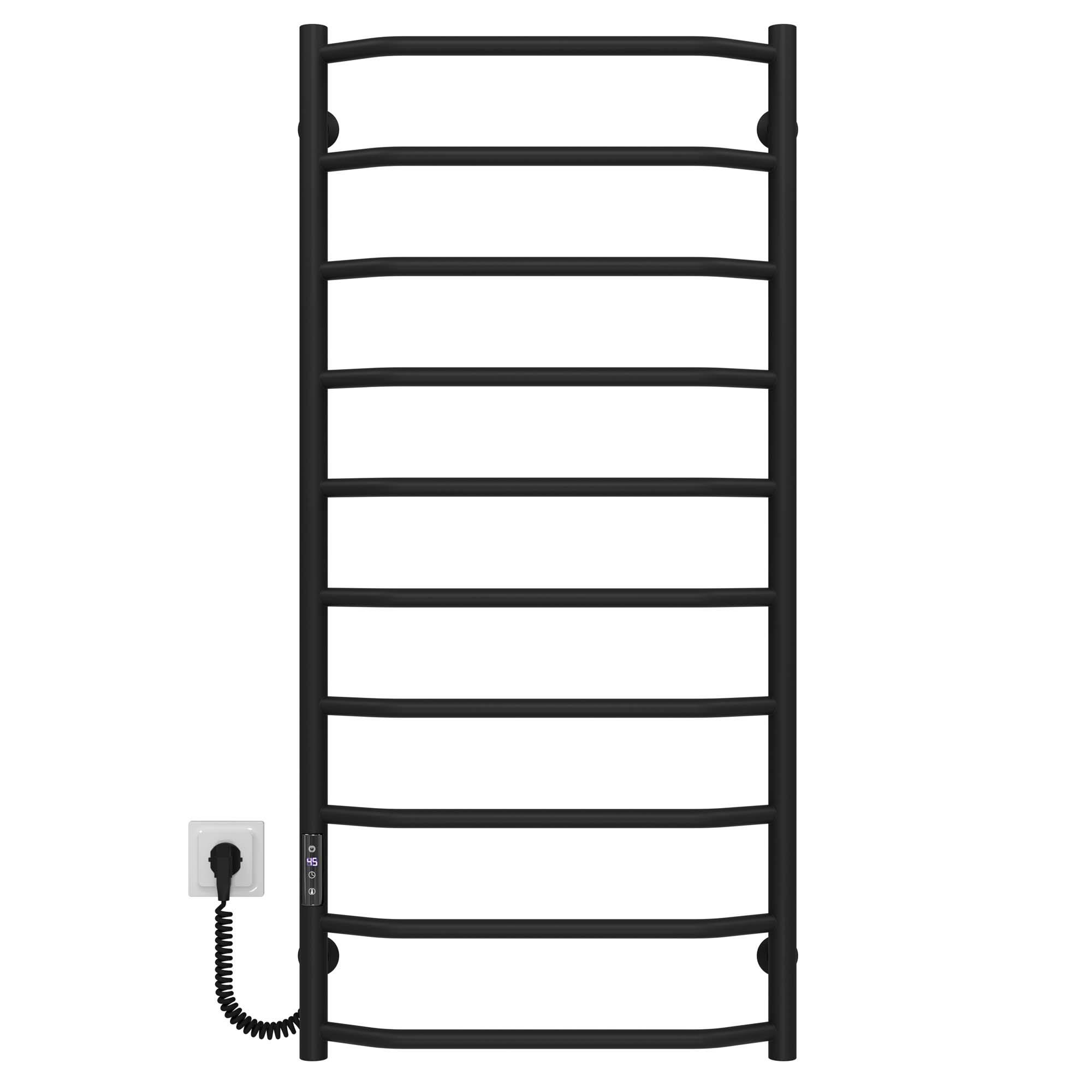 Полотенцесушитель электрический Deffi Трапеция П10 JD03 левое подключение нержавеющая сталь 500x1100 мм Черный (C.TR.110.50.10.EBL1)