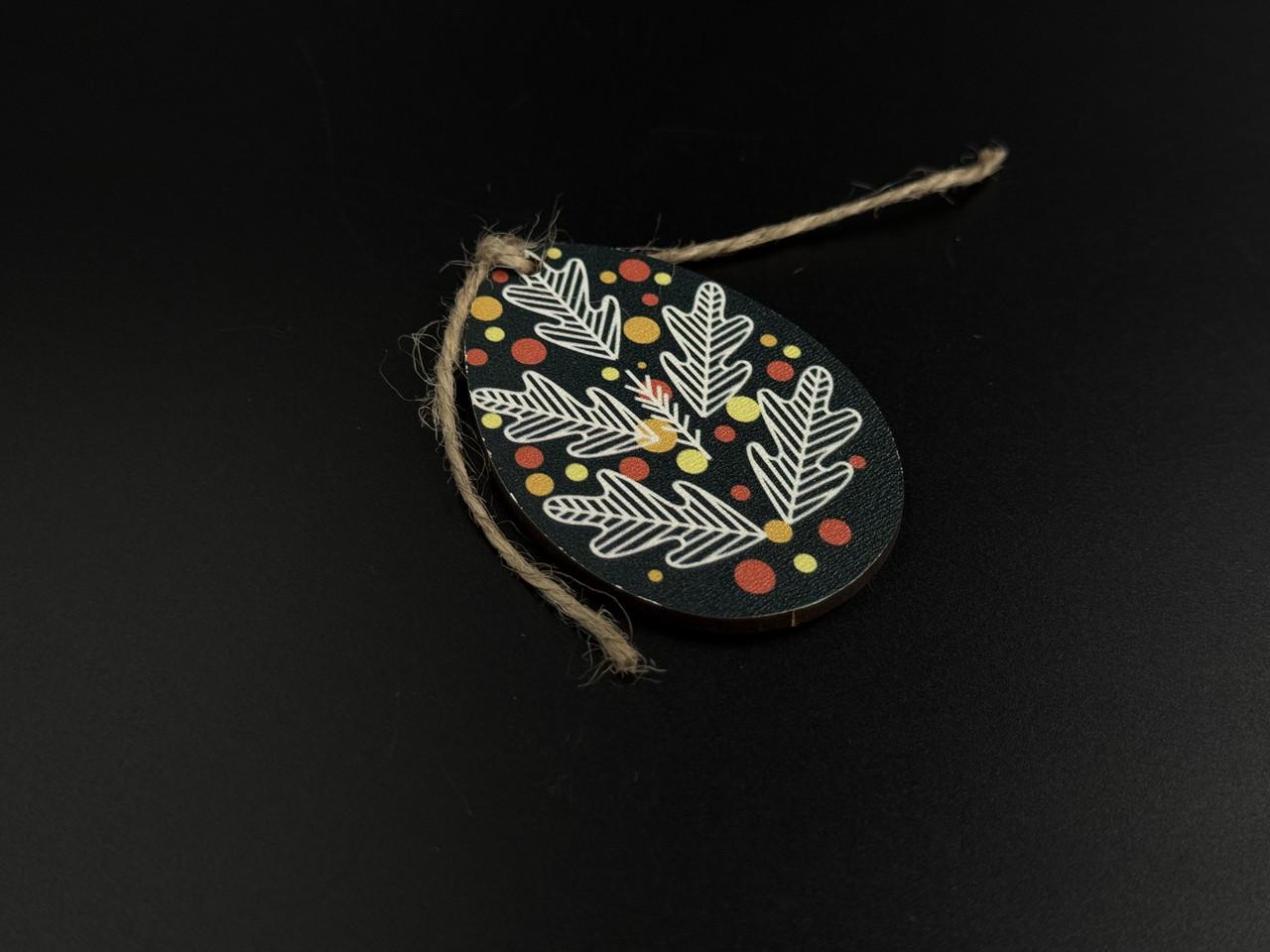 Заготівка-підвіска дерев'яна для рукоділля Пасхальне яйце з принтом під декупаж і розпис 6,5х4,5 см Різнокольоровий (XV-017) - фото 3