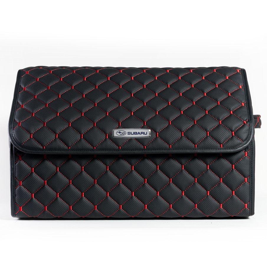 Сумка-органайзер с лого Subaru в багажник CarsBAG Экокожа 30x50x30 см Черно-красный (acb-1036-1-30х50х30-032)