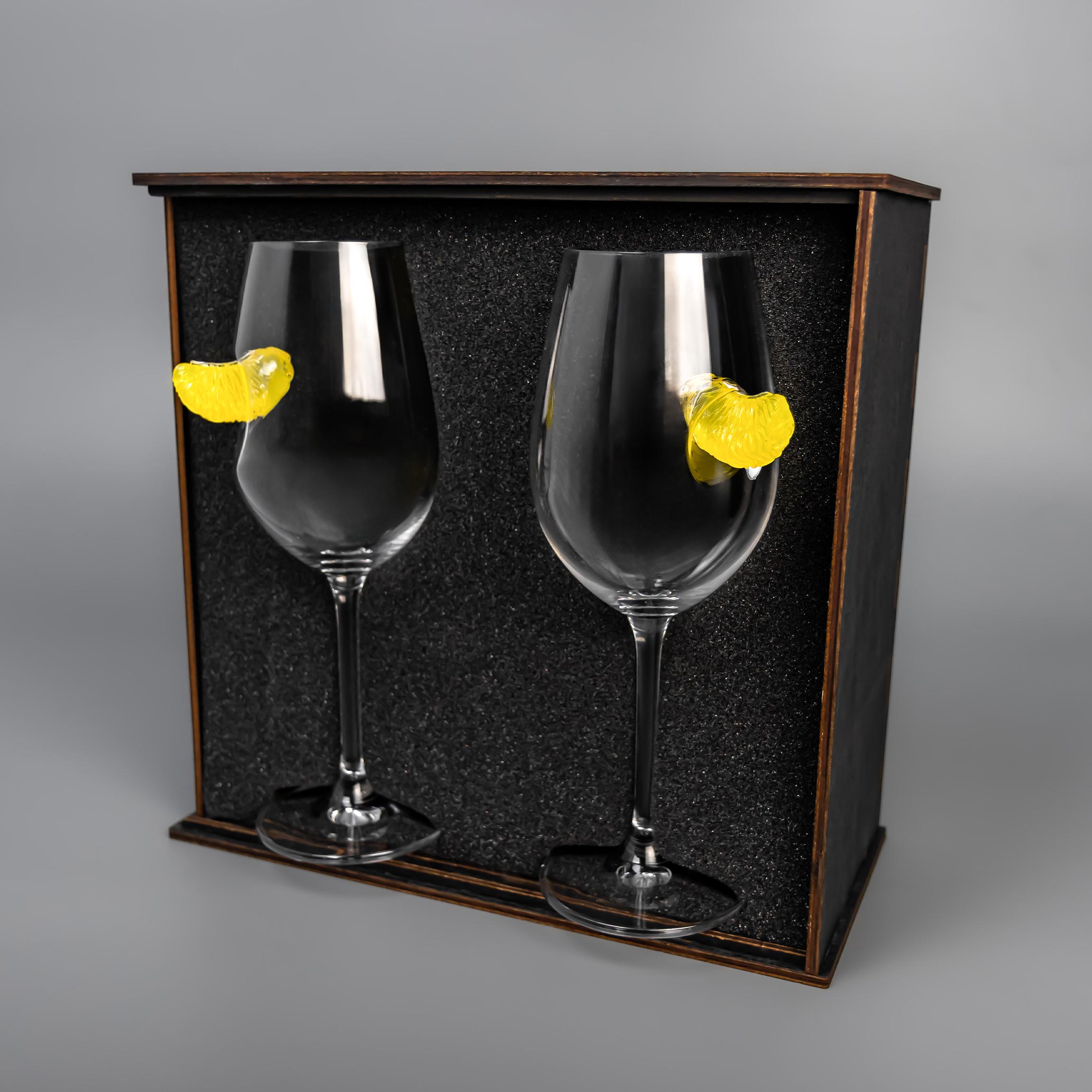 Бокалы для вина с мандарином VSKLO 350 мл 2 шт. - фото 3 Бокалы для вина с мандарином VSKLO 350 мл 2 шт. - фото 3