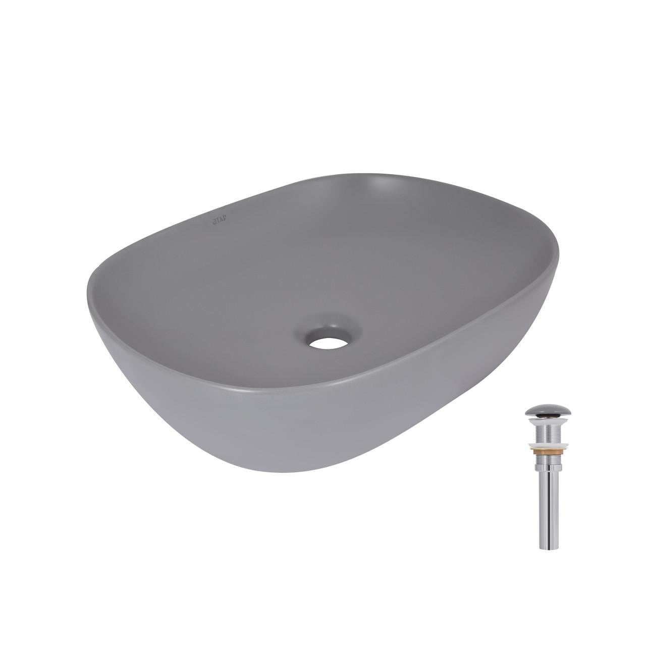 Раковина накладная Qtap Aquarius прямоугольная с донным клапаном 470x380x120 мм Stone grey QTAQA188SG49780