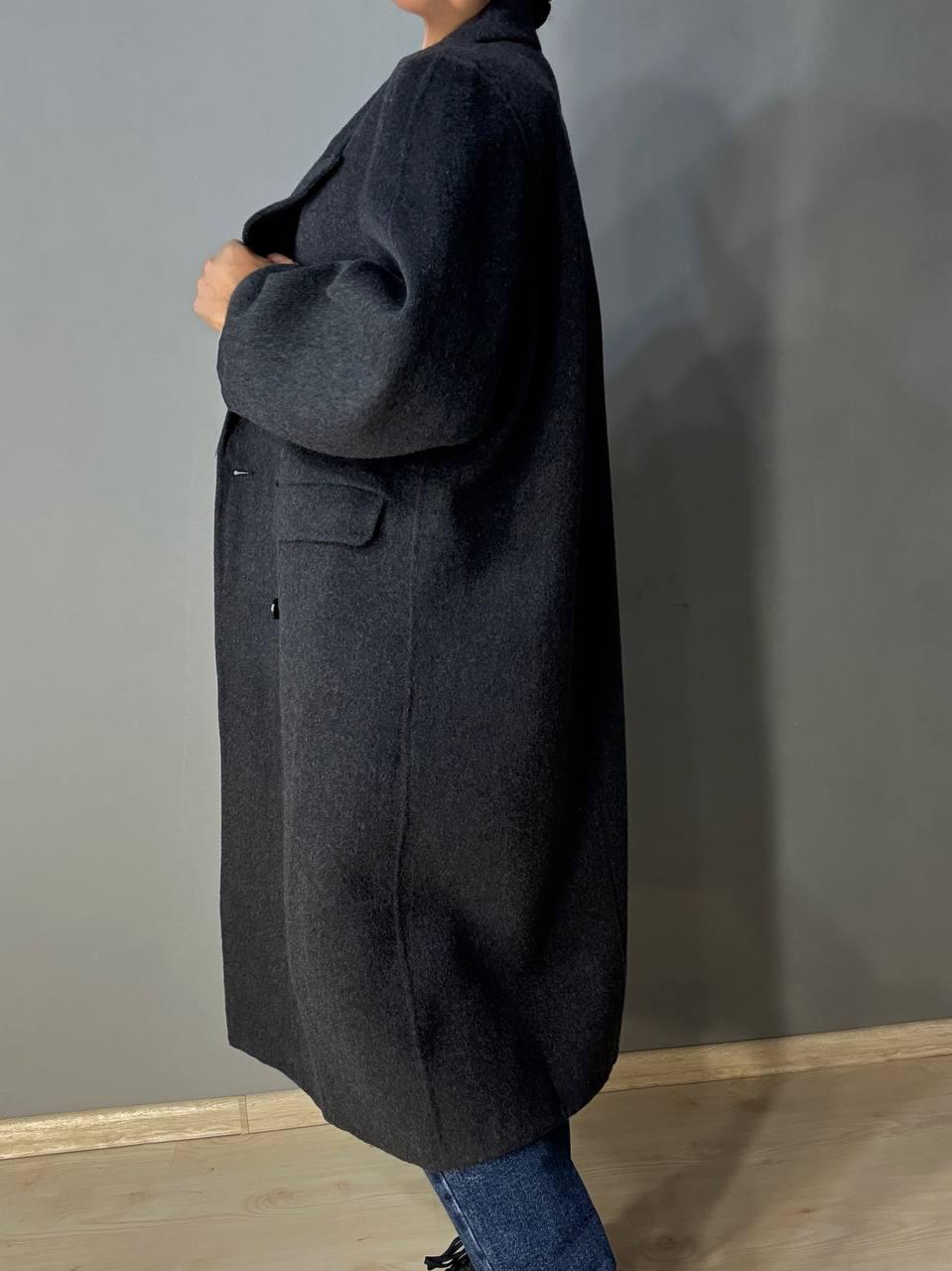 Пальто женское LADY YEP 85098 длинное оверсайз шерстяное двубортное S Темно-серый (5119) - фото 7 Пальто женское LADY YEP 85098 длинное оверсайз шерстяное двубортное S Темно-серый (5119) - фото 7