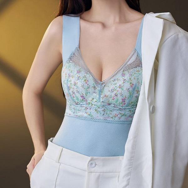 Майка жіноча C00394-1 еластична модель з вшитим бюсгалтером 2ХL Блакитний - фото 3