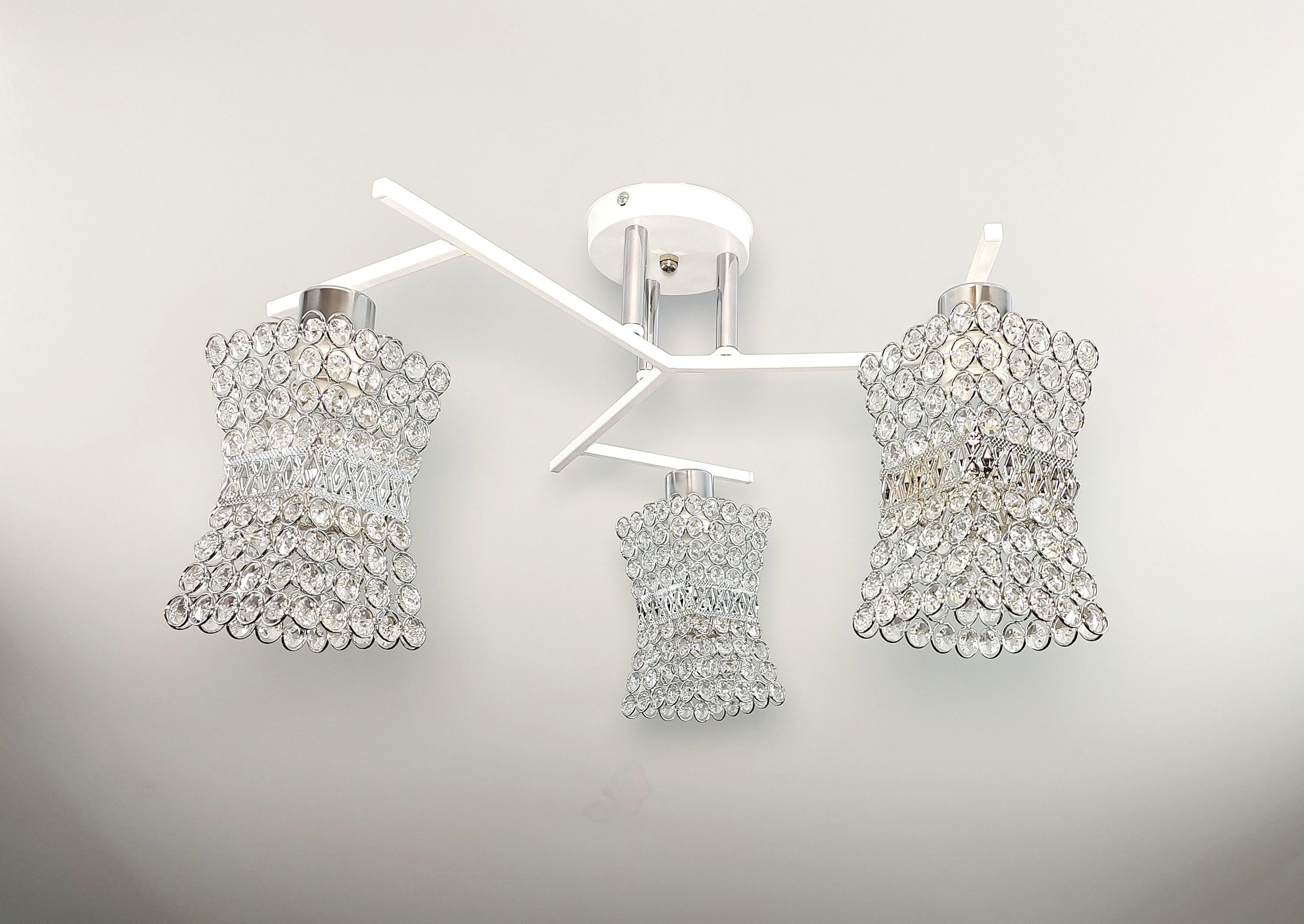 Люстра потолочная 3293/3 на 3 плафона металлическая Белый