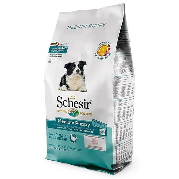 Корм сухой для щенков Schesir Dry Dog Medium Puppy монопротеиновый средних пород с курицей 12 кг (ШСЩСК12)