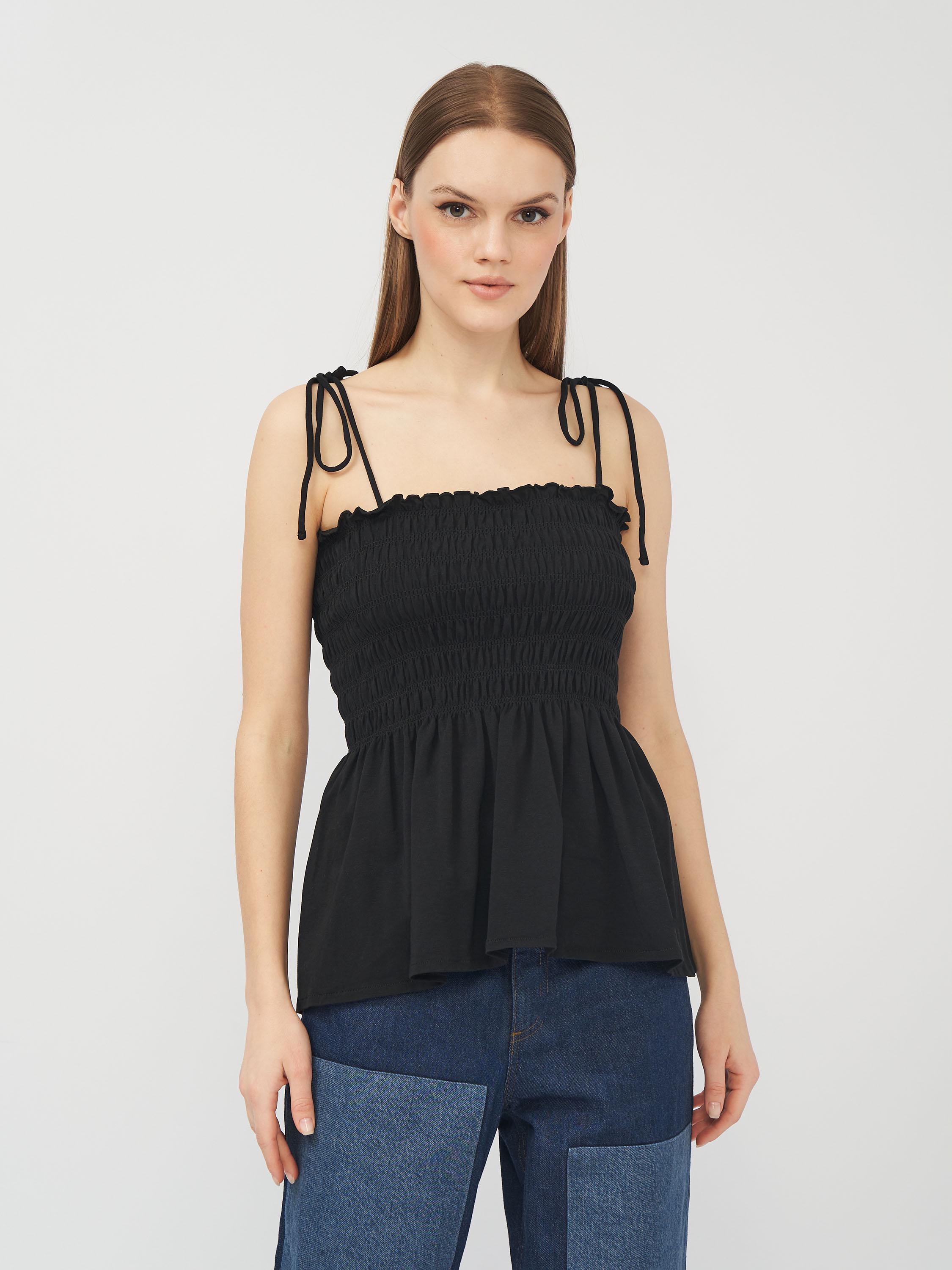 Топ женский с оборкой S Черный (3082022abr)