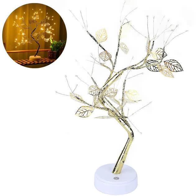 Лампа LED настольная Дерево с листьями Серебристый (NNG-08) - фото 2 Лампа LED настольная Дерево с листьями Серебристый (NNG-08) - фото 2