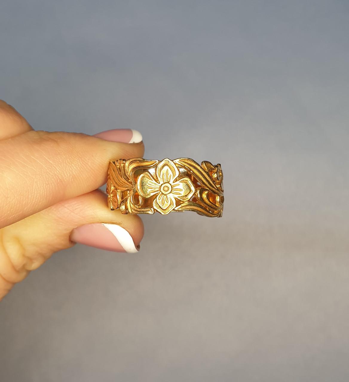 Кольцо позолоченное Цветы р. 17 4,8 г (1520423638)