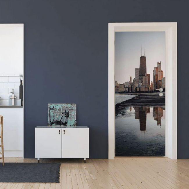 Наклейка интерьерная на двери Sticker Wall SW-00000908 Город на воде 104х210 см