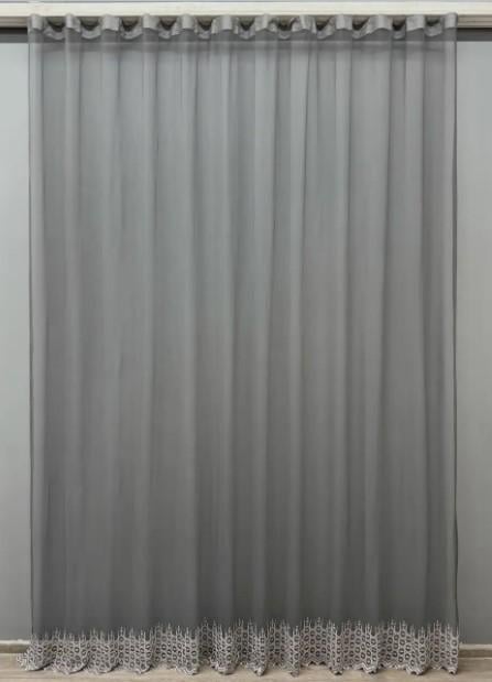 Тюль грек сітка з вишивкою Графітовий/Сірий (1483т)