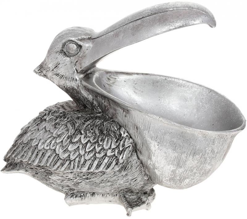 Подставка для украшений Пеликан 22х13х20 см полистоун Серебро (BD-SG37-859)