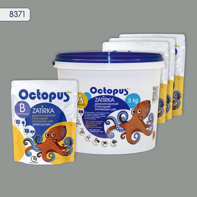 Фуга двухкомпонентная эпоксидная для плитки и мозаики Octopus 5 кг 8371 (8371-5)
