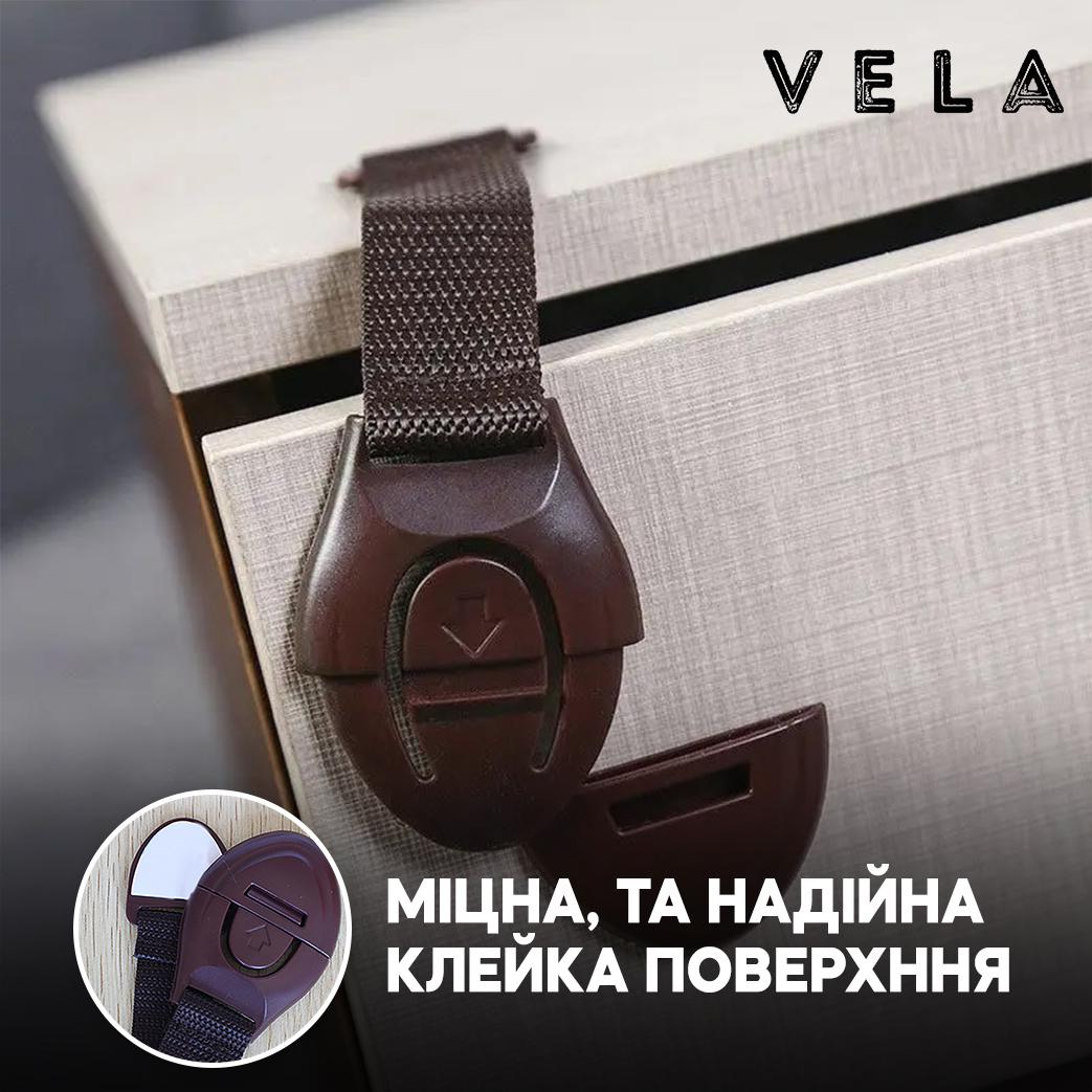 Замки блокираторы универсальные тканевые VELA 10 шт. 20 см Коричневый (00884) - фото 3