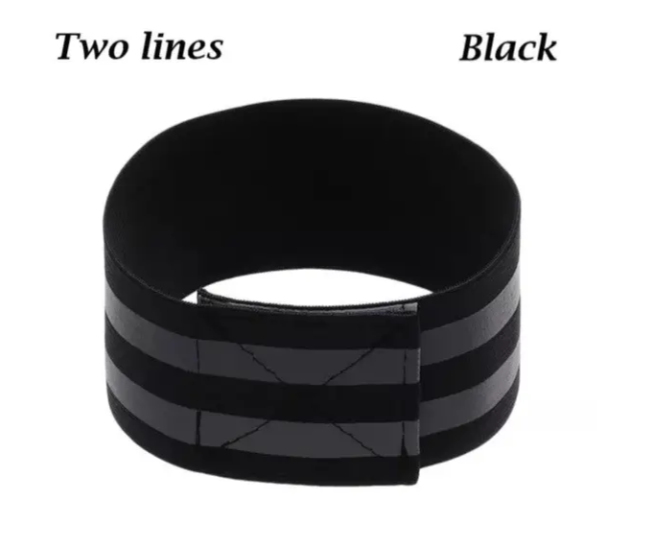 Светоотражающий браслет с двумя полосками 33x5 см Черный (19023/1) - фото 2 Светоотражающий браслет с двумя полосками 33x5 см Черный (19023/1) - фото 2