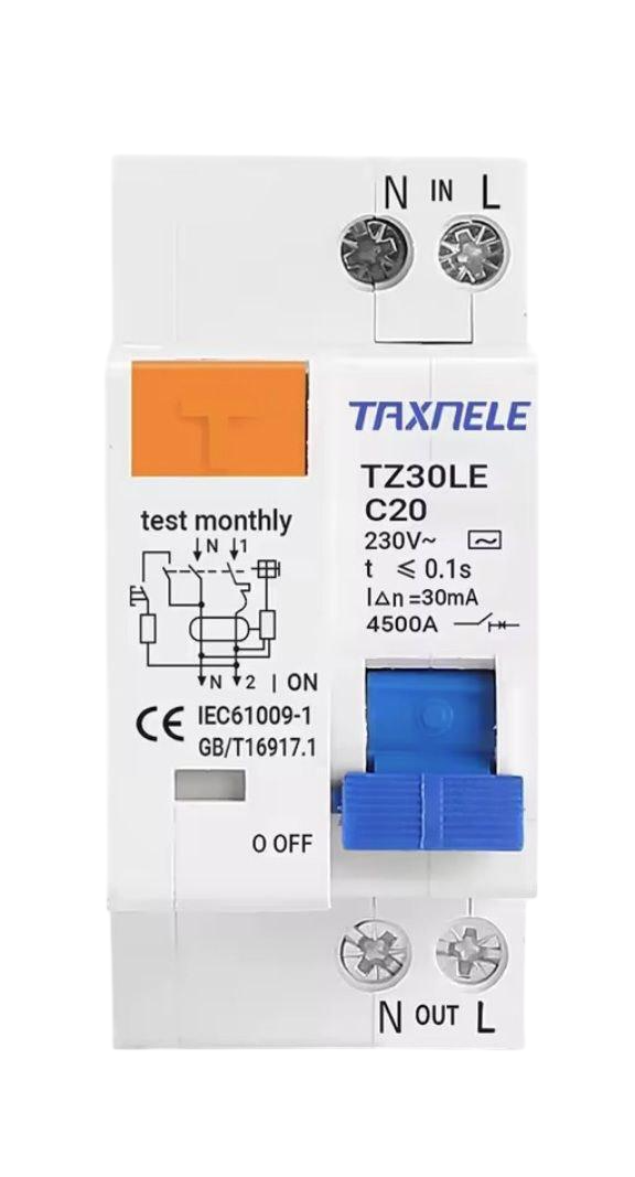 Выключатель дифференциального тока Taxnele АВДТ/RCBO 1P+N 230В 63А комбинированный автоматический Выключатель дифференциального тока Taxnele АВДТ/RCBO 1P+N 230В 63А комбинированный автоматический