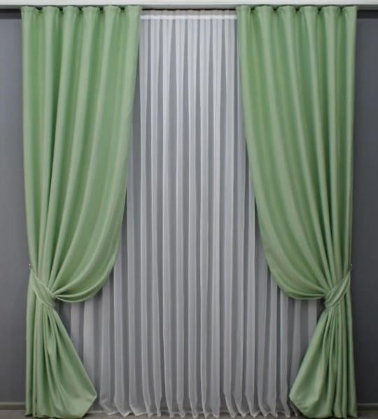 Комплект штор лен/софт 1,5x2,75 м 2 шт. Светло-салатовый (1421ш)