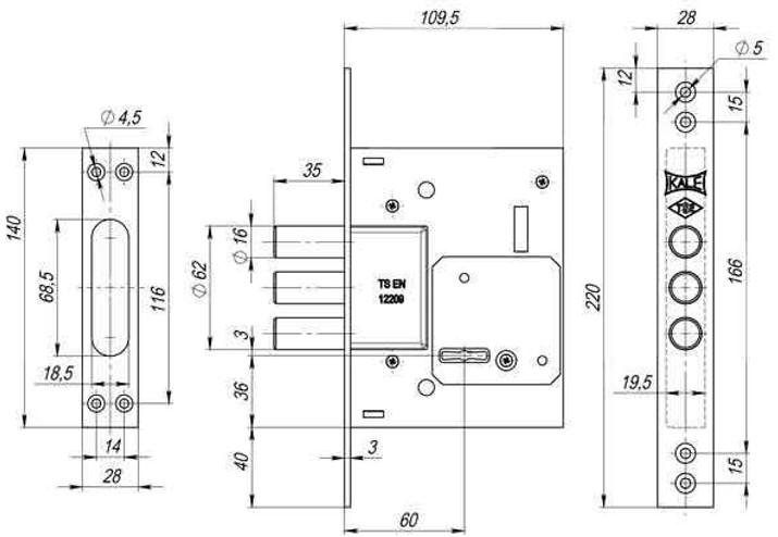 Замок сувальдный 257L 5 ключей 60 мм FP35 (1-30177) - фото 3 Замок сувальдный 257L 5 ключей 60 мм FP35 (1-30177) - фото 3