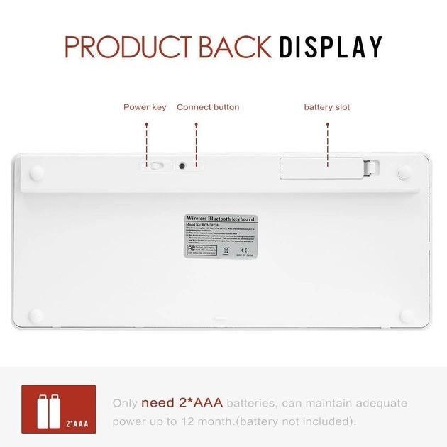Клавіатура Keyboard X5 ART-3710 Bluetooth тонка Білий (2134436621) - фото 4