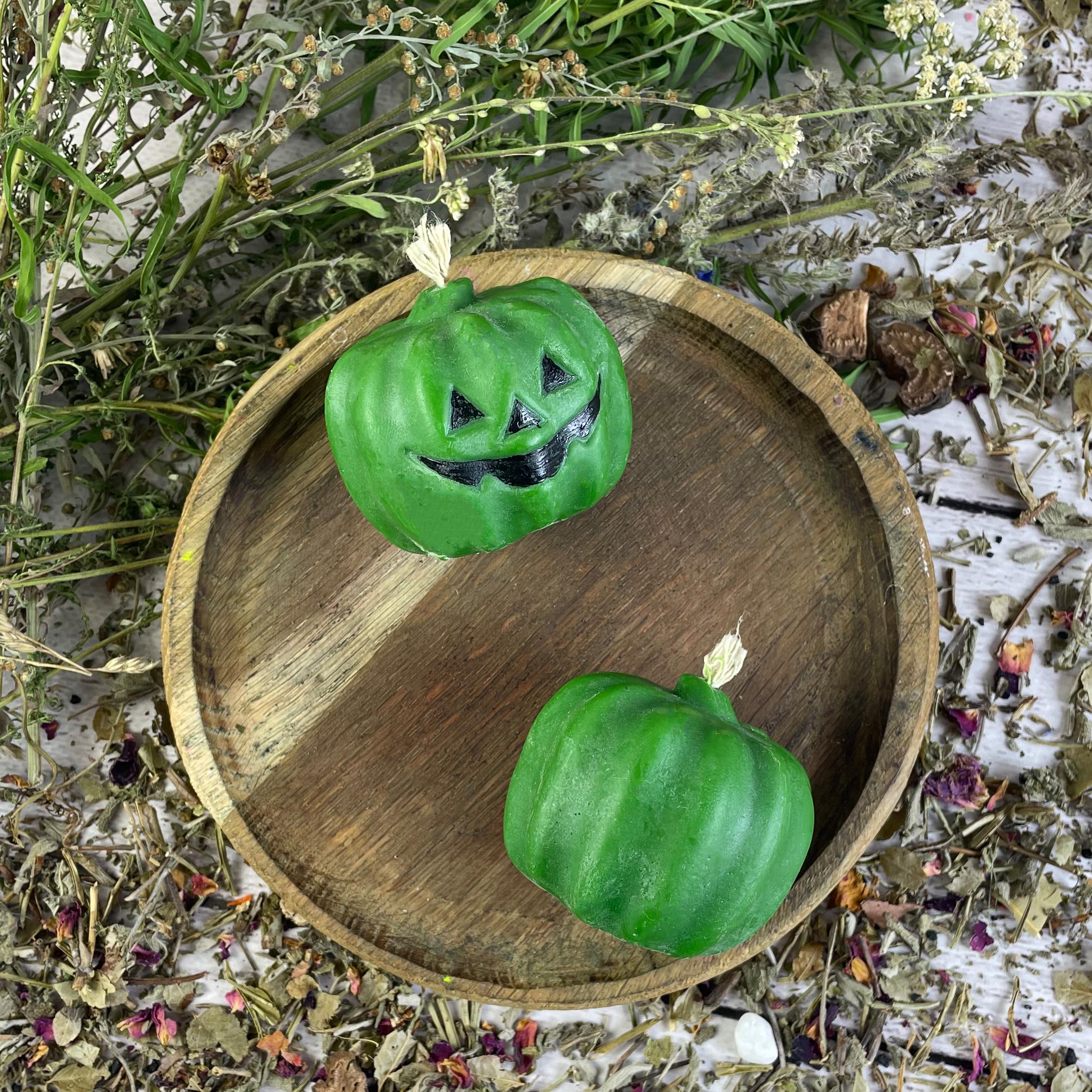 Свічка воскова гарбуз Halloween Зелений - фото 2