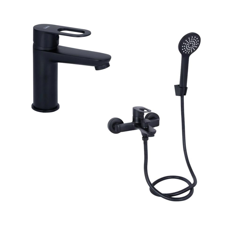 Комплект змішувачів для ванної та умивальника Lidz Latwa Чорний