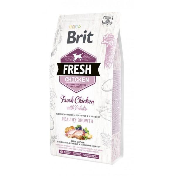 Корм сухой Brit Fresh Healthy Growth с курицей и картофелем для щенков и юниоров 2,5 кг (8595602530724)