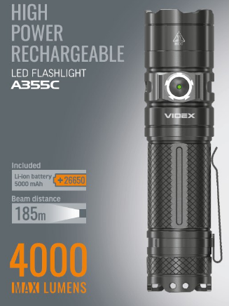 Фонарик портативный светодиодный Videx VLF-A355C 4000 Lm 5000K (483117) - фото 5