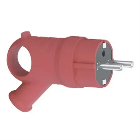 Электровилка каучуковая прямая с кольцом и заземлением Neomax NX2202 Красный