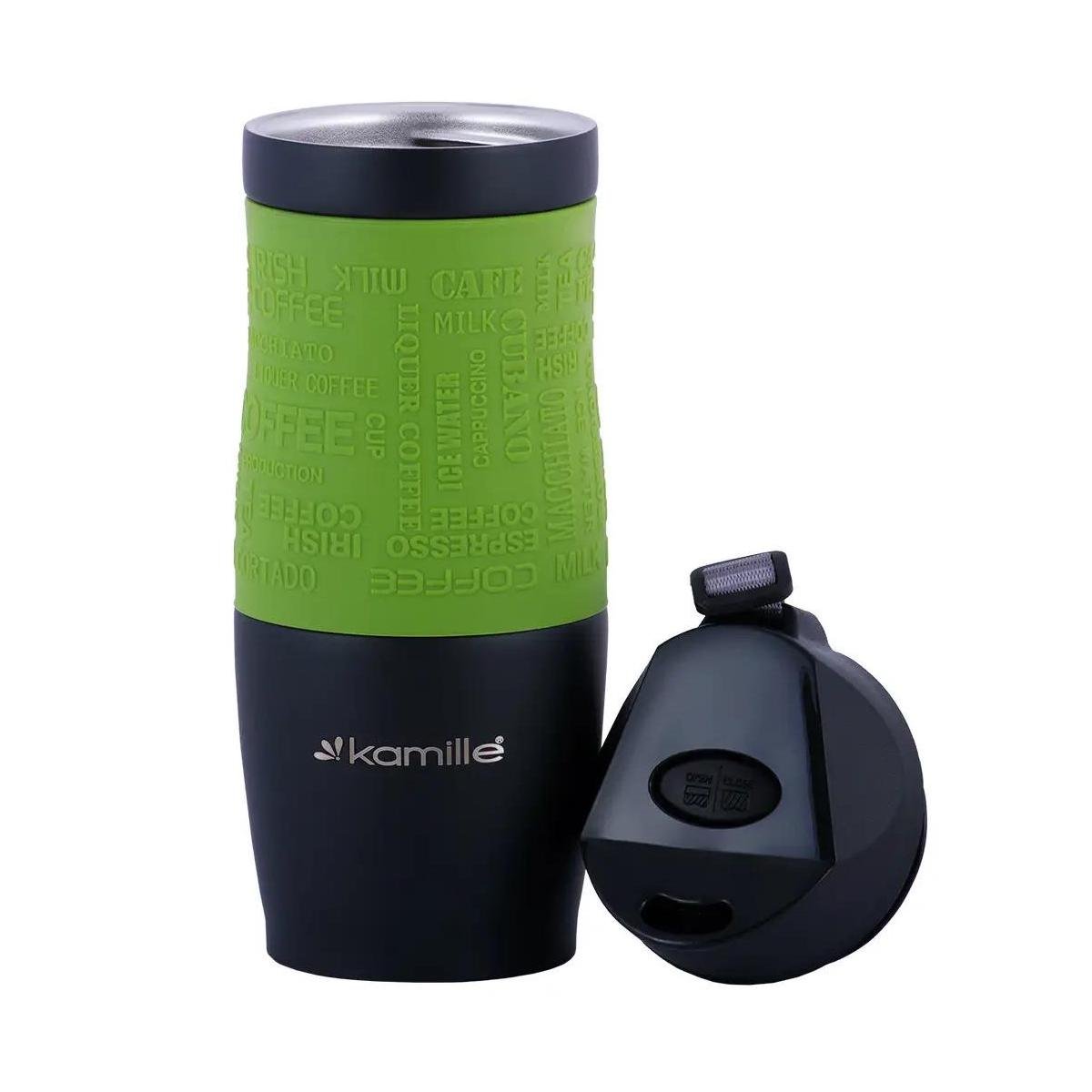 Термокружка Kamille 2052A с ремешком 380 мл Зеленый - фото 2