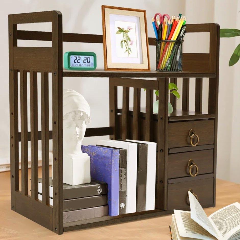 Полка книжная настольная из дерева Гериния Капучино (КПА-018109)