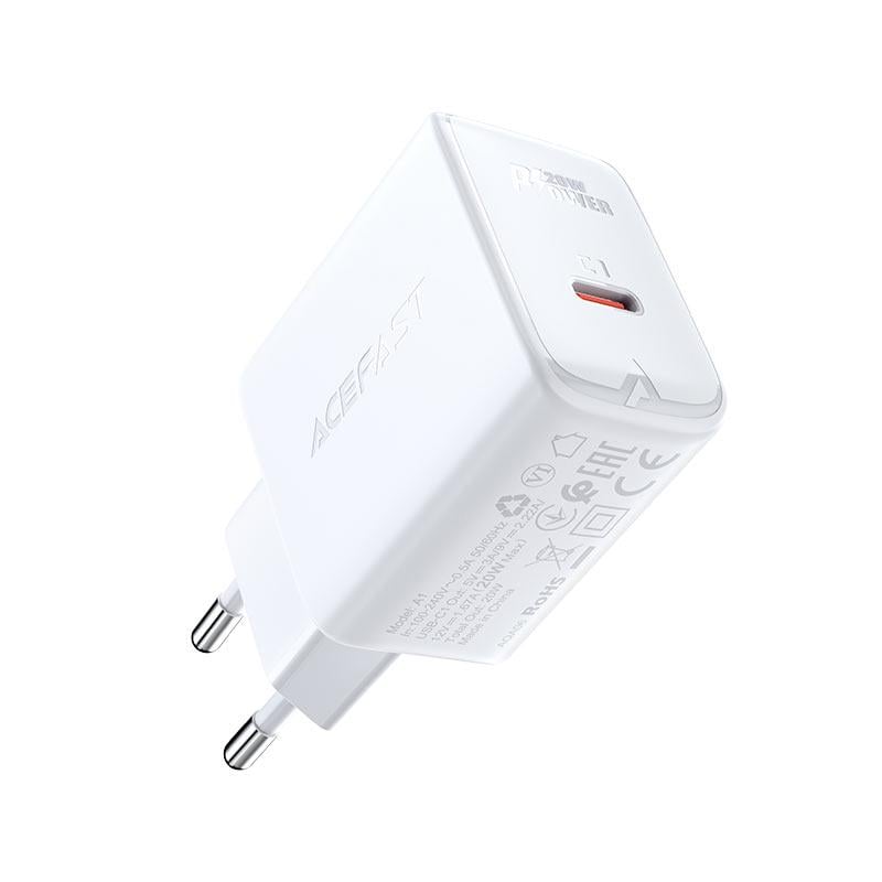 Зарядное устройство для Acefast A1 PD20W single USB-C charger White (19178)