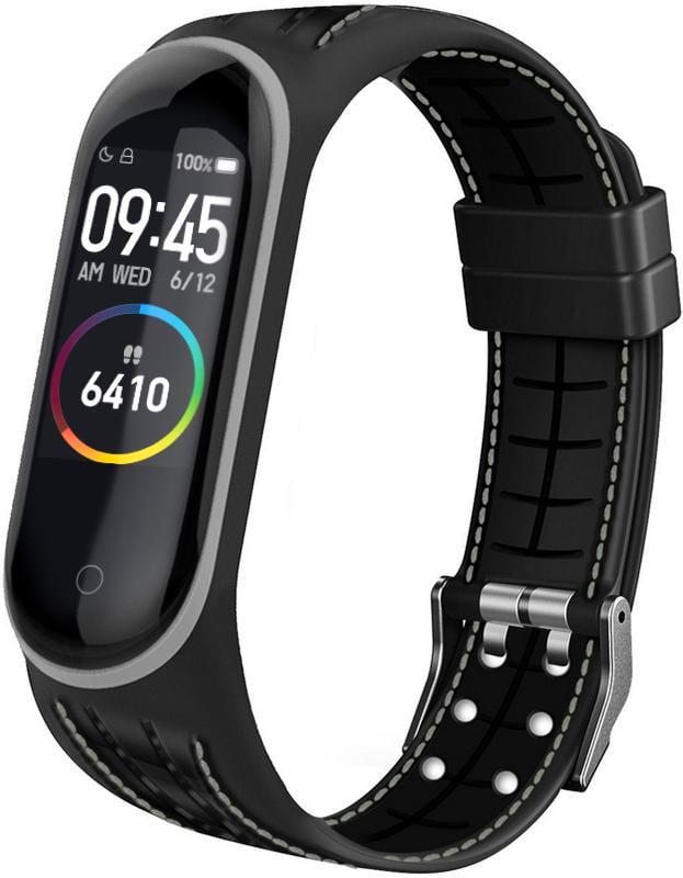Ремешок силиконовый Seam для Mi Band 5 Black Grey (16977)