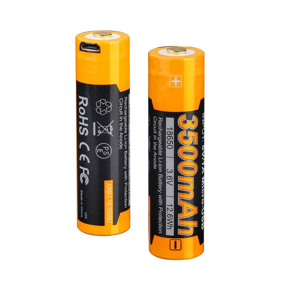 Аккумулятор Fenix 18650 3500 mAh 3,6V Li-ion с micro-usb зарядкой Черно-желтый (712734) - фото 3