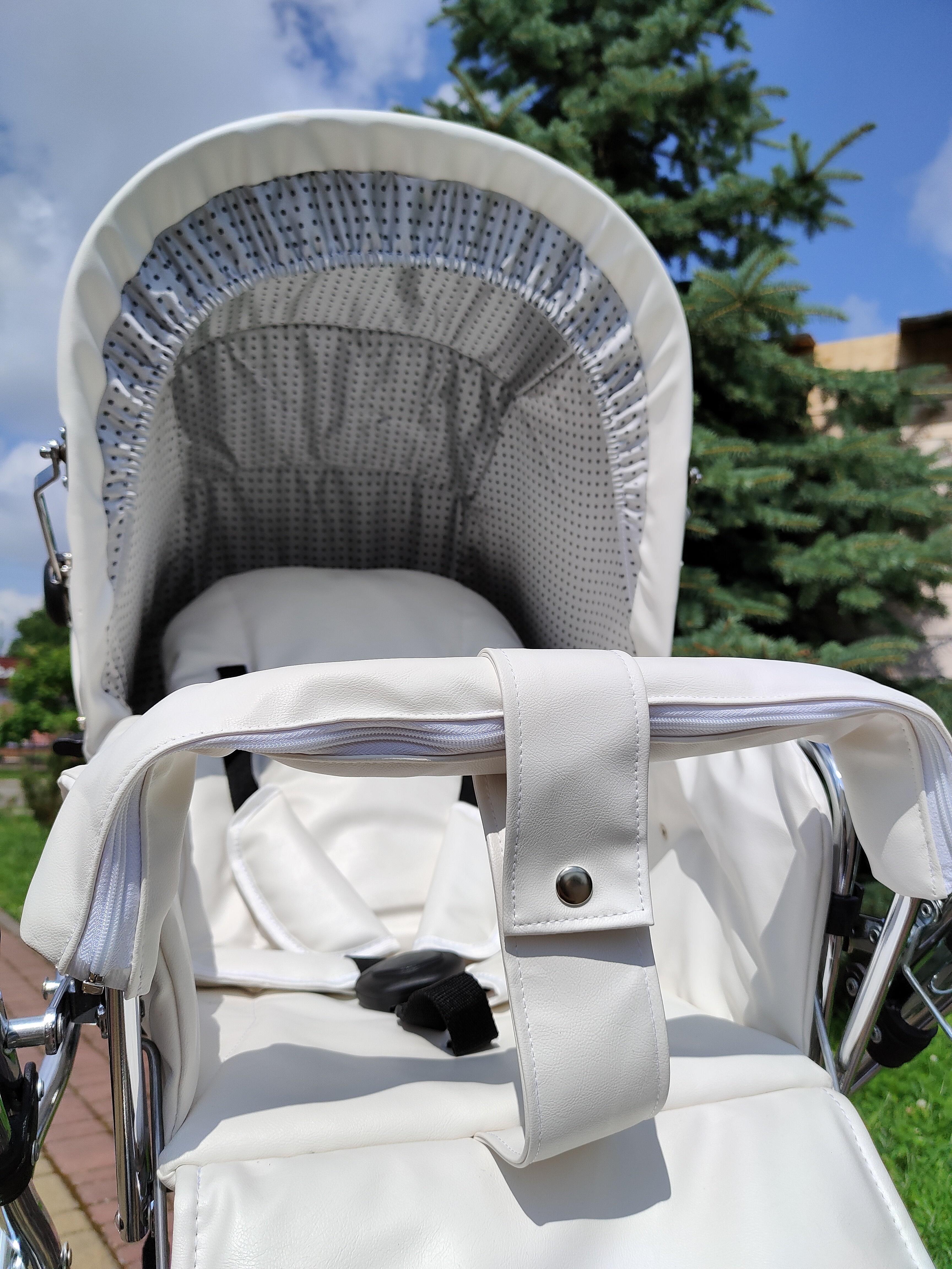 Коляска детская комбинированная Eichhorn Combination Stroller мягкая люлька Белый - фото 3