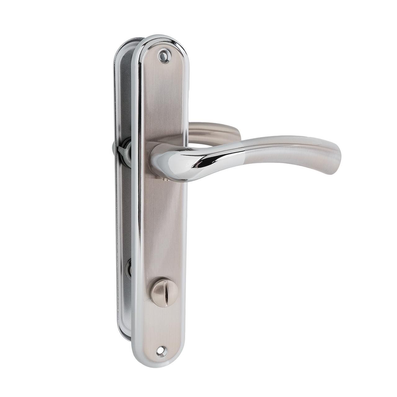 Дверная ручка межкомнатная Siba SAROS WC на планке 72 мм Никель матовый/Хром (A34 5 22 07 (72))