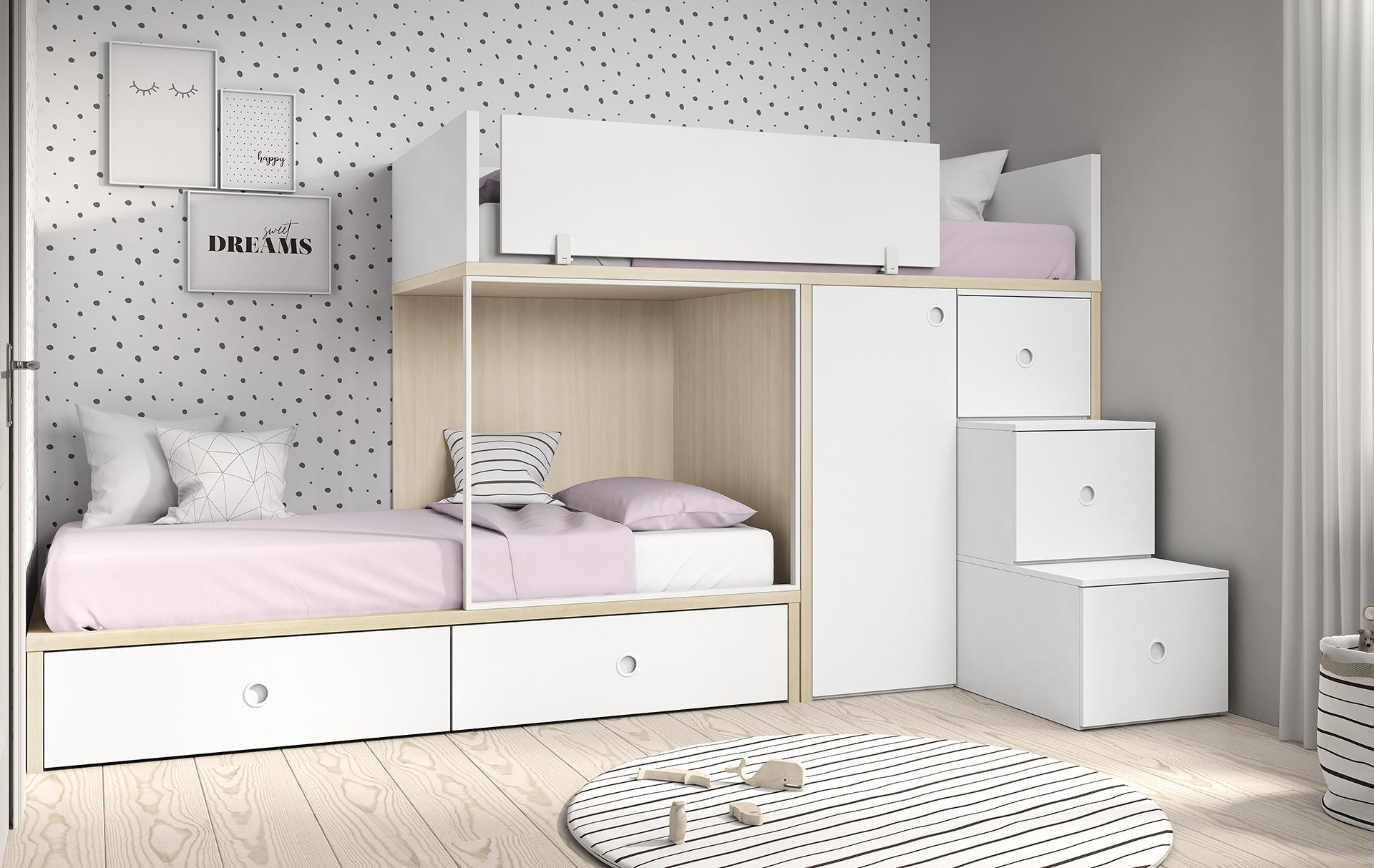 Кровать двухъярусная Fmebel Вестланд со шкафом 90x200 см
