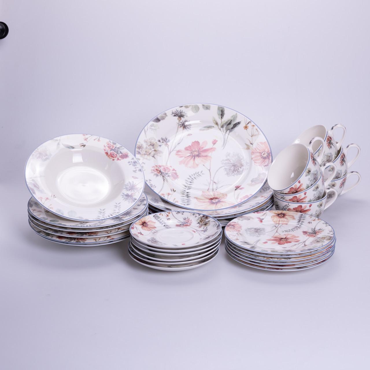 Столовий сервіз з порцеляни Fleur на 6 осіб 30 предметів (HP-HK-5)