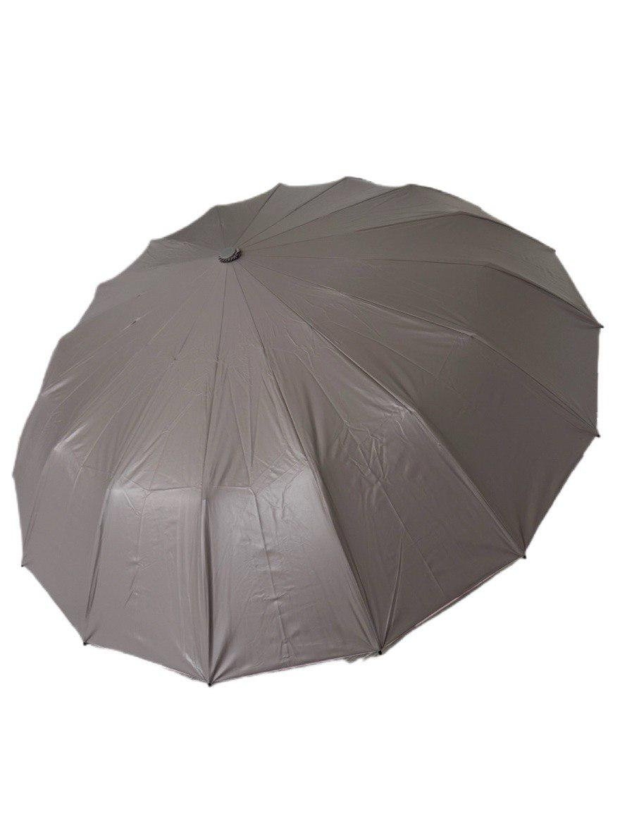 Парасолька-автомат жіноча Три Слона з квітами та однотонним куполом 16 спиць антивітер Бежевий (7569/5) - фото 5