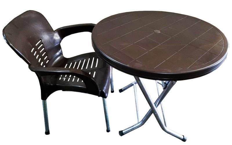 Стіл садовий Барі розкладний пластиковий круглий D 80 см Коричневий (26004450) - фото 3