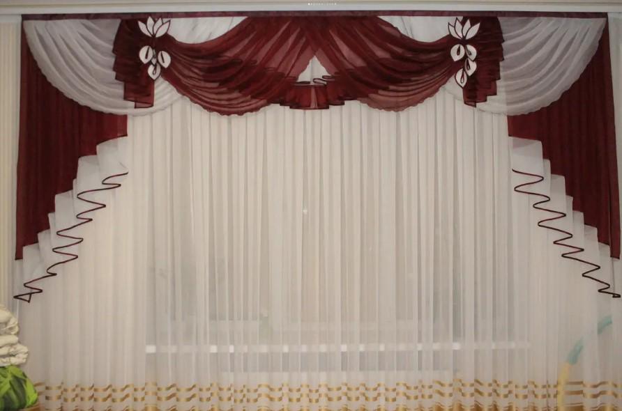 Ламбрекен из шифона 3 м Бордовый (158)